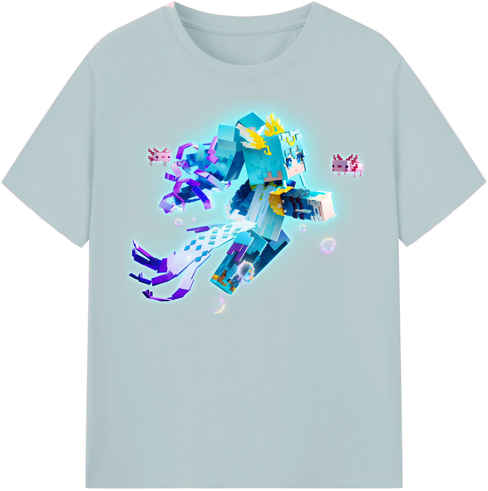 （画像用） マインクラフト ブロックの世界 Minecraft MC Block world 綿100％半袖Tシャツ（フロントプリント）